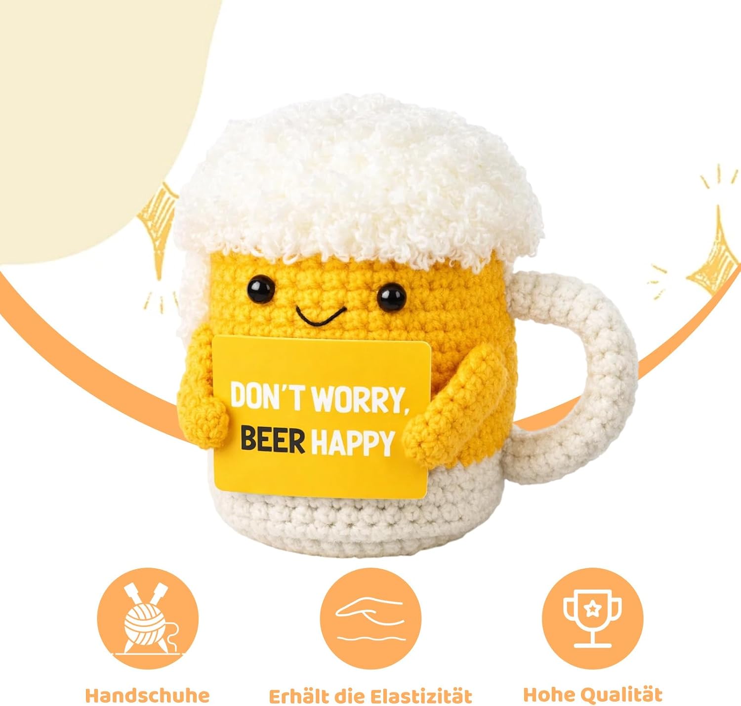 Beer Crocheted Cuddly Toys for Men, Funny Beer Gadgets Handmade Crochet, Positive Gifts Solace Gifts, Pocket Hug Stress Relief Gift – Bild 3