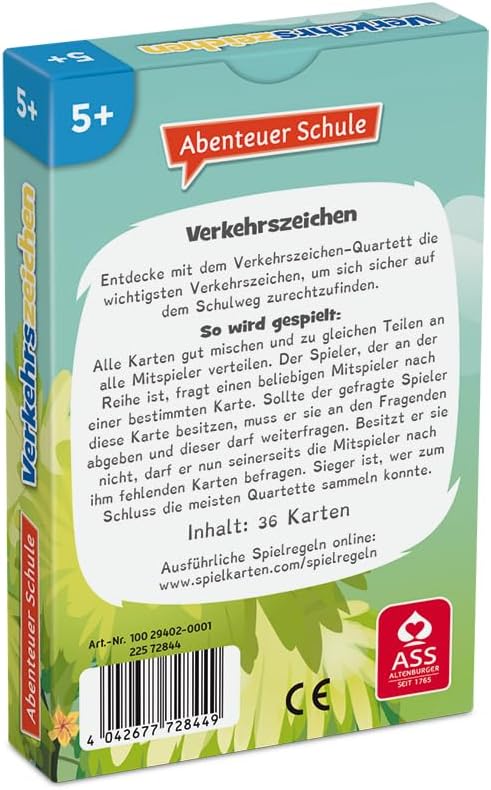 ASS Altenburger 22572844 Abenteuer Schule – Verkehrszeichen – Traffic Signs Card Game Educational Game – Bild 2