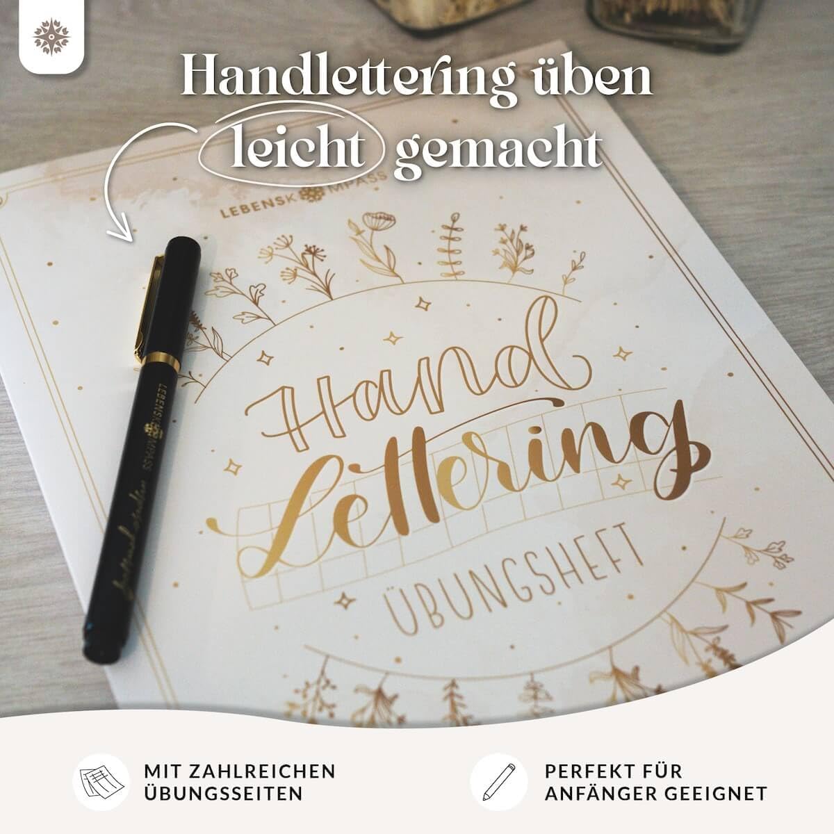Lebenskompass Handlettering Exercise Book for Beginners - Mindful Calligraphy and Hand Lettering Practice with the Template Book & Exercise Book – Bild 2