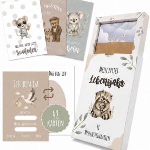 Baby Milestone Cards - 48 Photo Cards for the First Year | Baby Milestone Cards for Memory Photos | Birth Gift & Baby Shower for Girls and Boys