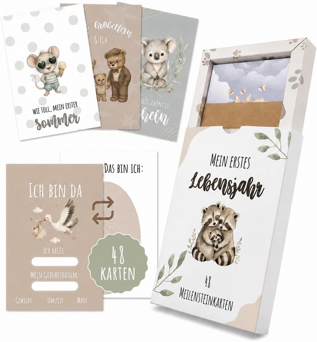 Baby Milestone Cards - 48 Photo Cards for the First Year | Baby Milestone Cards for Memory Photos | Birth Gift & Baby Shower for Girls and Boys