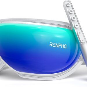 RENPHO Eyeris 1- Augenmassagegerät mit Fernbedienung und Wärmefunktion, Musik über Wireless, Wiederaufladbar, Augentherapie zur Linderung von Augenschmerzen, verbessert trockene Augen ideale geschenke