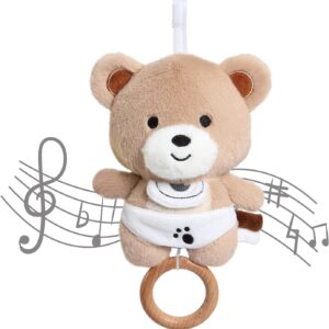 Music Box Baby Sleep Aid, Teddy Bear Plush Toy with Soft Lullaby for 0+ Months Girls Boys, Perfect Baby Gift
