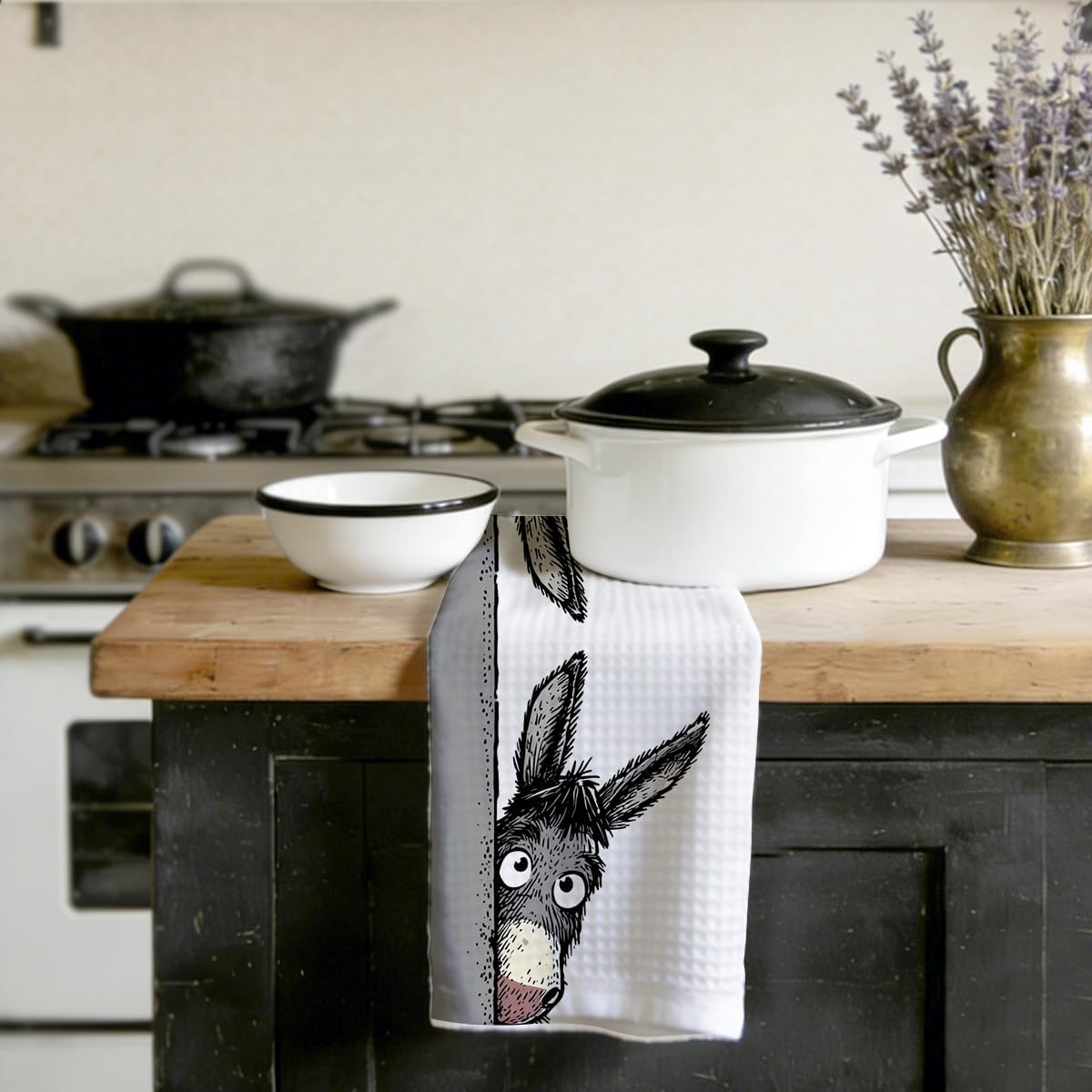 Kitchen Towels with Cute Donkey Design, Funny Donkey Print, Microfiber Dish Towels, Absorbent Waffle Weave, Durable Dish Towels for Kitchen, Home, Bathroom, Animal Lover Gifts – Bild 5