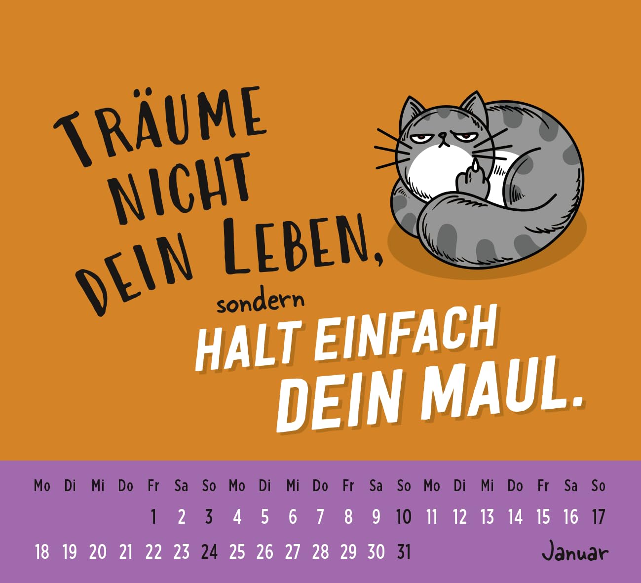 Mini-Kalender 2027: Neues Jahr neues … ach halt die Klappe!: Mini-Monatskalender. Kleiner Tischkalender zum Aufstellen mit Monatskalendarium und lustigen Sprüchen – Bild 2