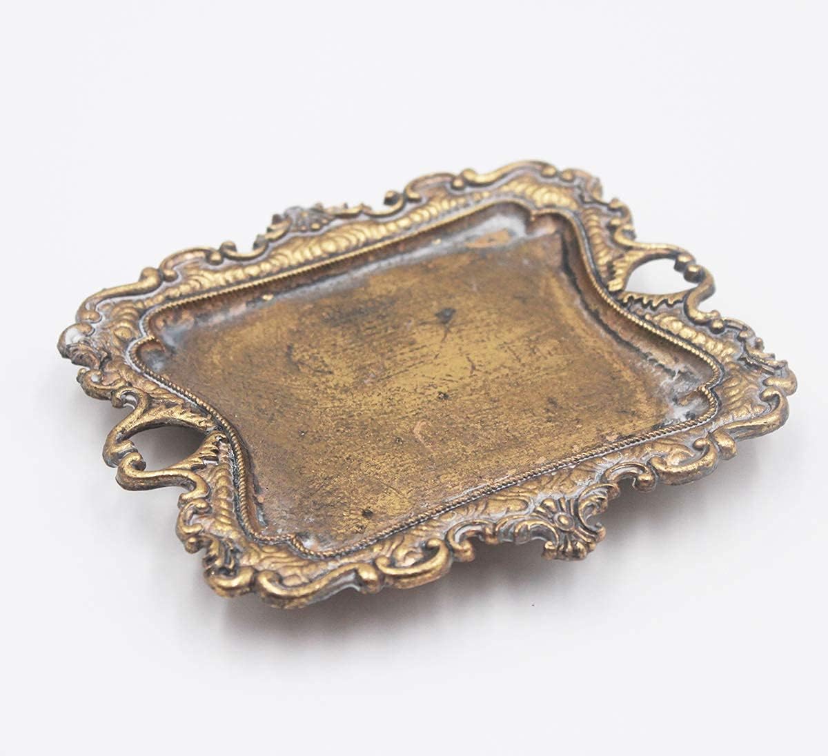 Funly mee Small Antique Jewellery Tray Vintage Gold Jewellery Tray, Ring Holder – Bild 4