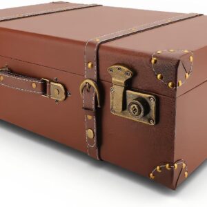 Tonysa Retro Suitcase for Men and Women, Leather Travel Vintage Storage Box, Unique Alloy Locks, Durable, Delicate Decorative Suitcase, for Home Travel