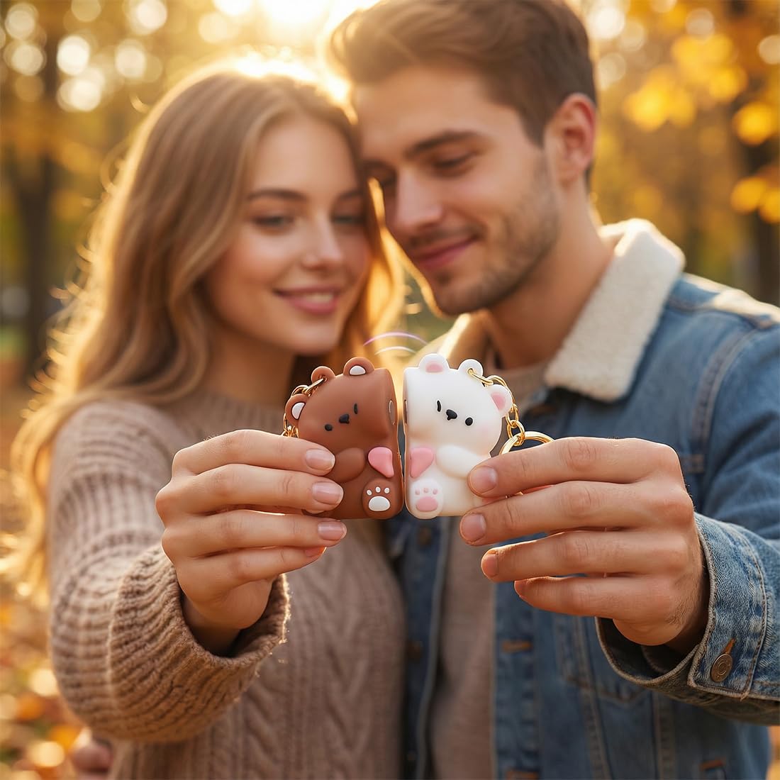 2 Pieces Cute Couple Gifts Keyrings Anniversary Valentine's Day Christmas Gifts for Boyfriend Best Friend Wife Husband – Bild 5