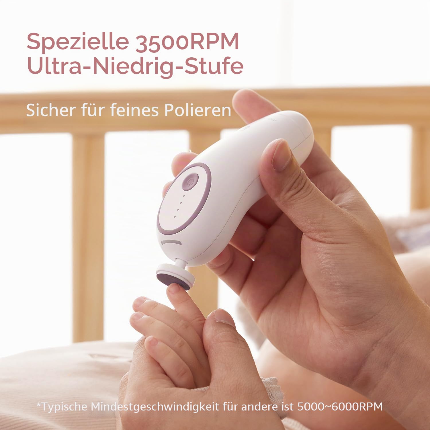 Momcozy Elektrische Nagelfeile Baby, Rosa – Bild 3