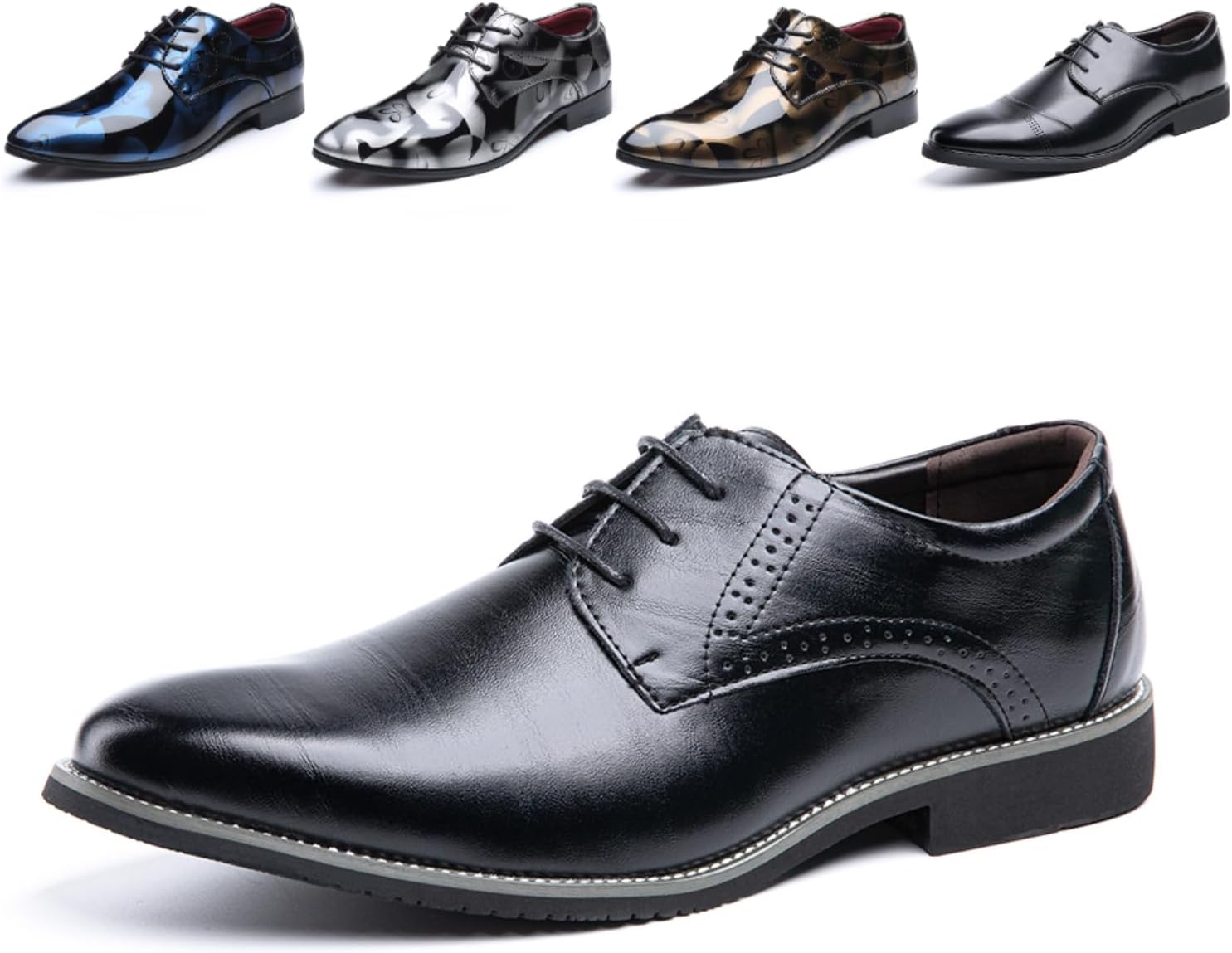 Men's Oxford Derby Shoes Brogues Leather Shoes Wedding Shoes Lace Up Shoes Classic Business Lace-Up Shoes Blue Gold Grey Red Black Brown Khaki 37-48