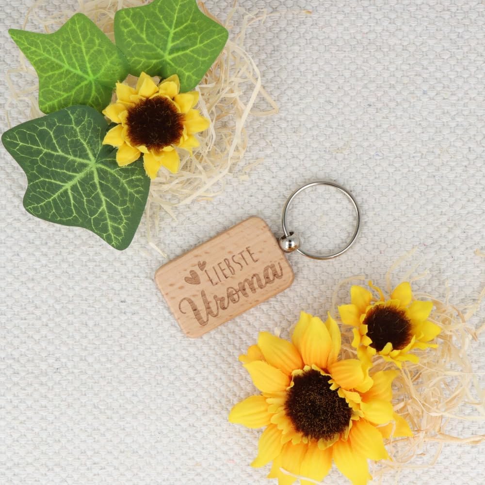 Keyring with Engraving on Both Sides · Wooden Keyring for Grandma · Gifts for Grandma · Gift Grandma and Grandpa, Liebste Uroma, S – Bild 2