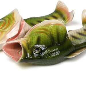 Uniqstore Sandals, Tricky Fish Slippers, Creative Fish-Style Beach Shoes, Fish Beach Slippers for Men. - Green, size: 44/45 EU