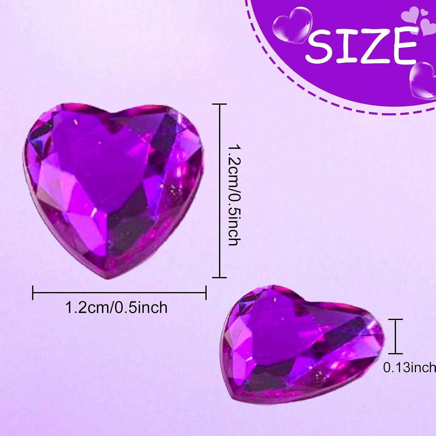 Pack of 200 Heart Decorative Stones Purple Table Decoration Hearts Confetti – Bild 3
