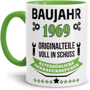 Printed Birthday Coffee Mug with Birth Year and Funny German Text