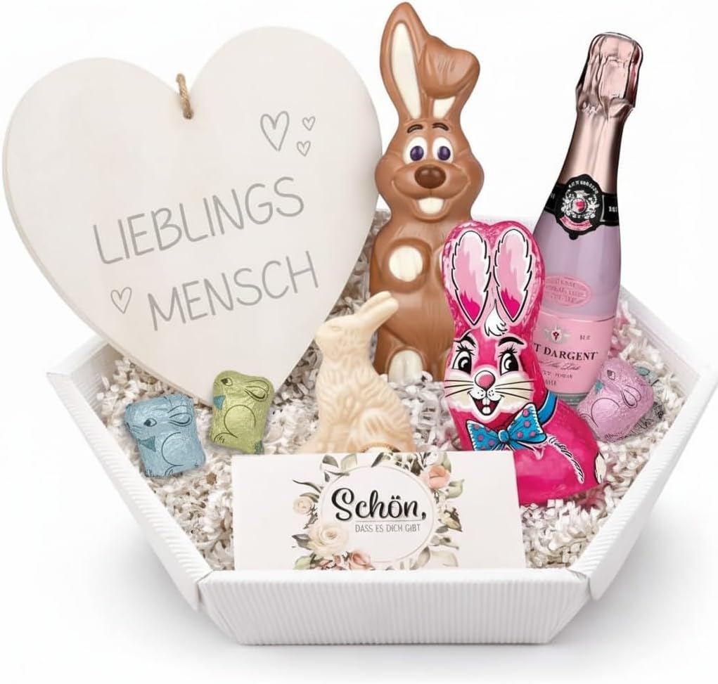 schenken-24 Easter nest, ready decorated, choose from Easter bunny, fabric bunny, Easter basket