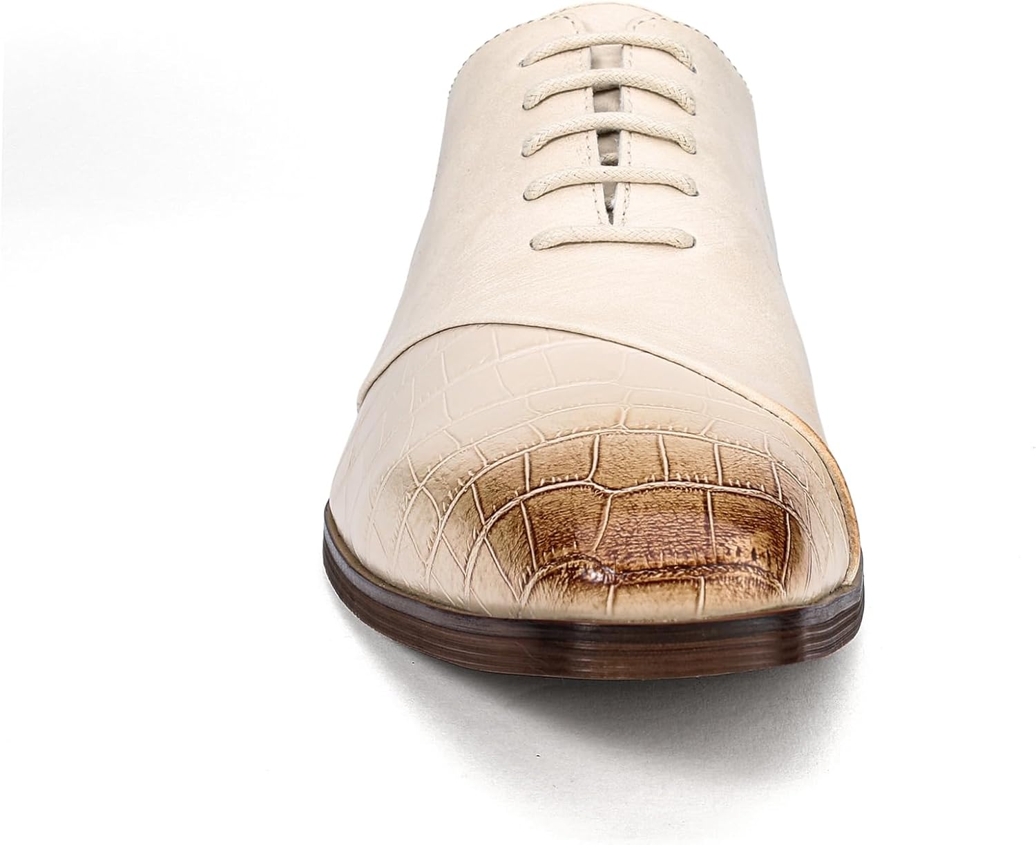 YFFUSHI Men's Suit Shoes Formal Leather Oxfords Crocodile Pattern Retro Shiny Business Shoes For Weddings – Bild 3