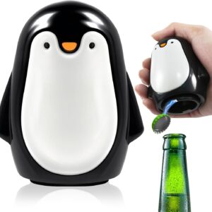 Automatic Bottle Opener Penguin, Father's Day Gift Beer Opener Funny, Bottle Opener Beer Collecting Lid, Personalised Bottle Opener Push and Pull Beer Gifts for Seniors Men