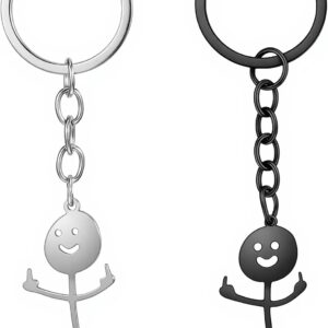 Ouligay Funny Gifts for Women Men Best Friend Partner Personalised Key Ring Middle Finger Gift Funny Stink Finger Small Gifts for Women Men Boyfriend Birthday