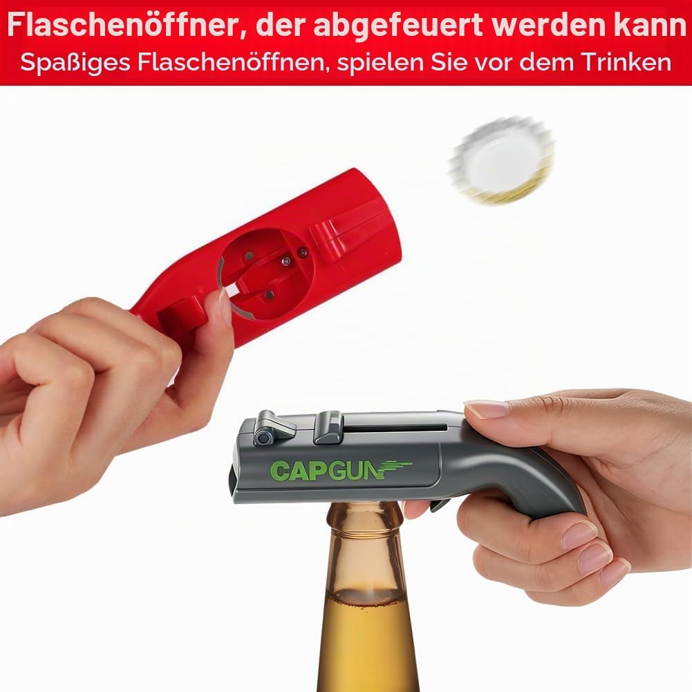 Bottle Opener Gun, Pack of 2 Funny Shot Bottle Openers, Bottle Openers Funny for Birthday, Party, Bar, Home and Shooter, Bottle Cap Games, Beer Gifts for Men, Red, Grey – Bild 3