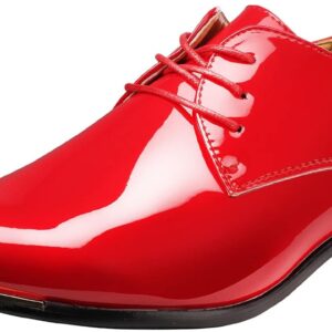 Men's Dress Shoes Wedding Derby Leather Shoes Lace-Up Oxford Shoes Tuxedo Patent Leather