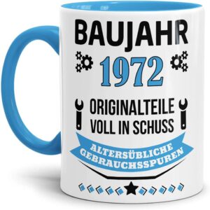 Printed Birthday Coffee Mug with Birth Year and Funny German Text