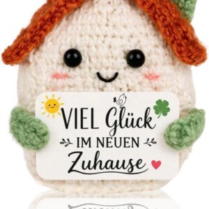 MOAZIFI Housewarming Gifts Apartment, Handmade Crocheted House with Congratulations Card, Sweet Housewarming Gift, Creative Housewarming Gift, Loving New Home Gift for Family