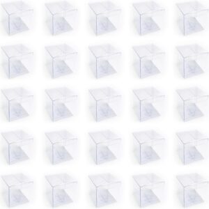 25 Pieces Transparent Gift Boxes Folding Plastic Candy Chocolate Gift Box Wedding Party Birthday Christmas (5 x 5 x 5 cm)