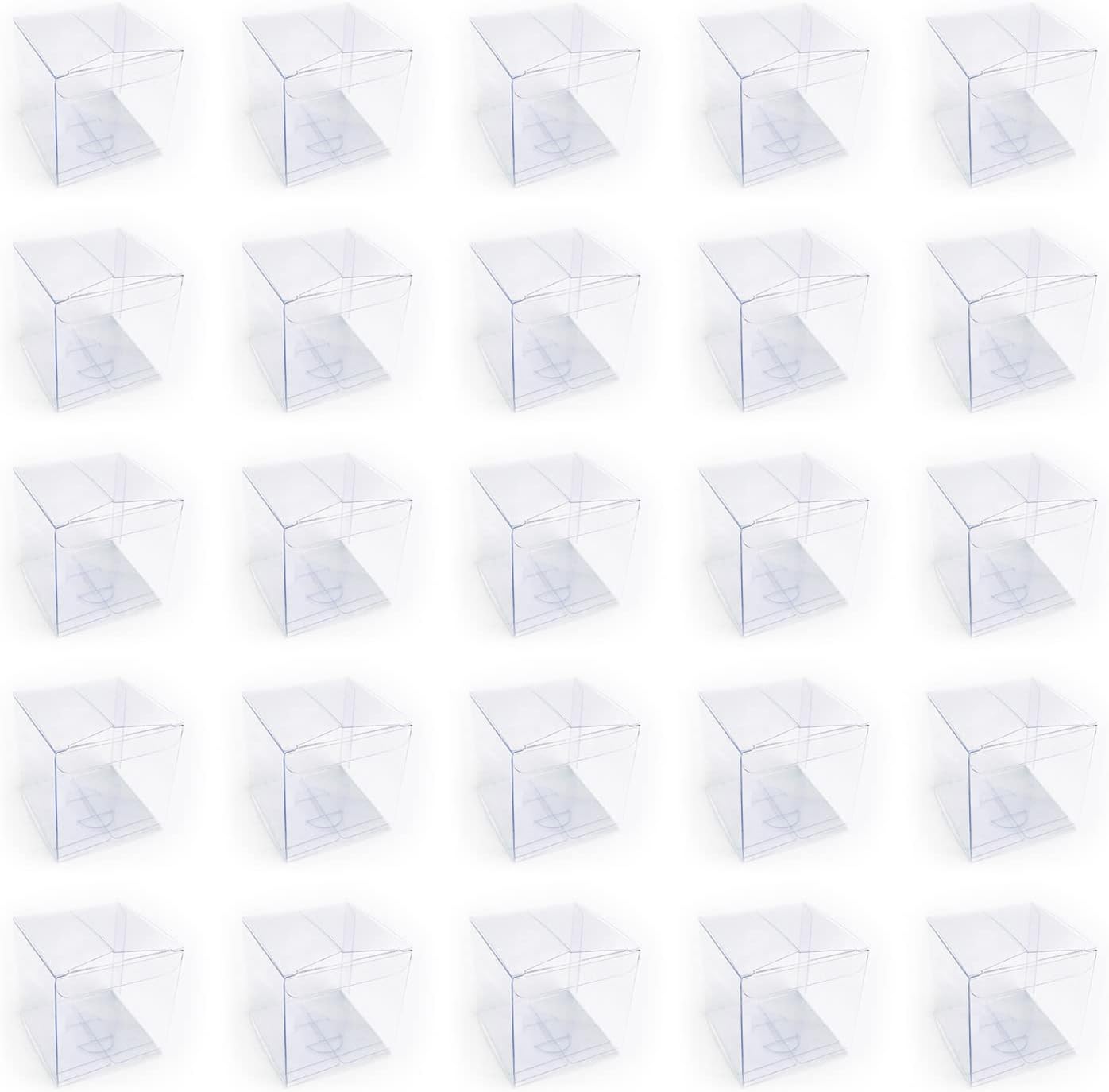 25 Pieces Transparent Gift Boxes Folding Plastic Candy Chocolate Gift Box Wedding Party Birthday Christmas (5 x 5 x 5 cm)
