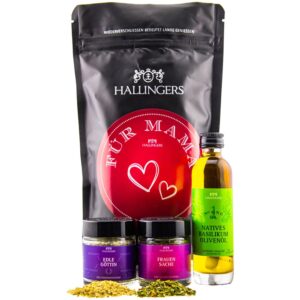 Hallingers For Mum - Mother's Day Gift Wonder Bag Gift Set Basil Olive Oil & Spice for Mother's Day (Bag) - Gift in Summer & as a Perfect Barbecue Gift | Congratulations Anniversary Friendship
