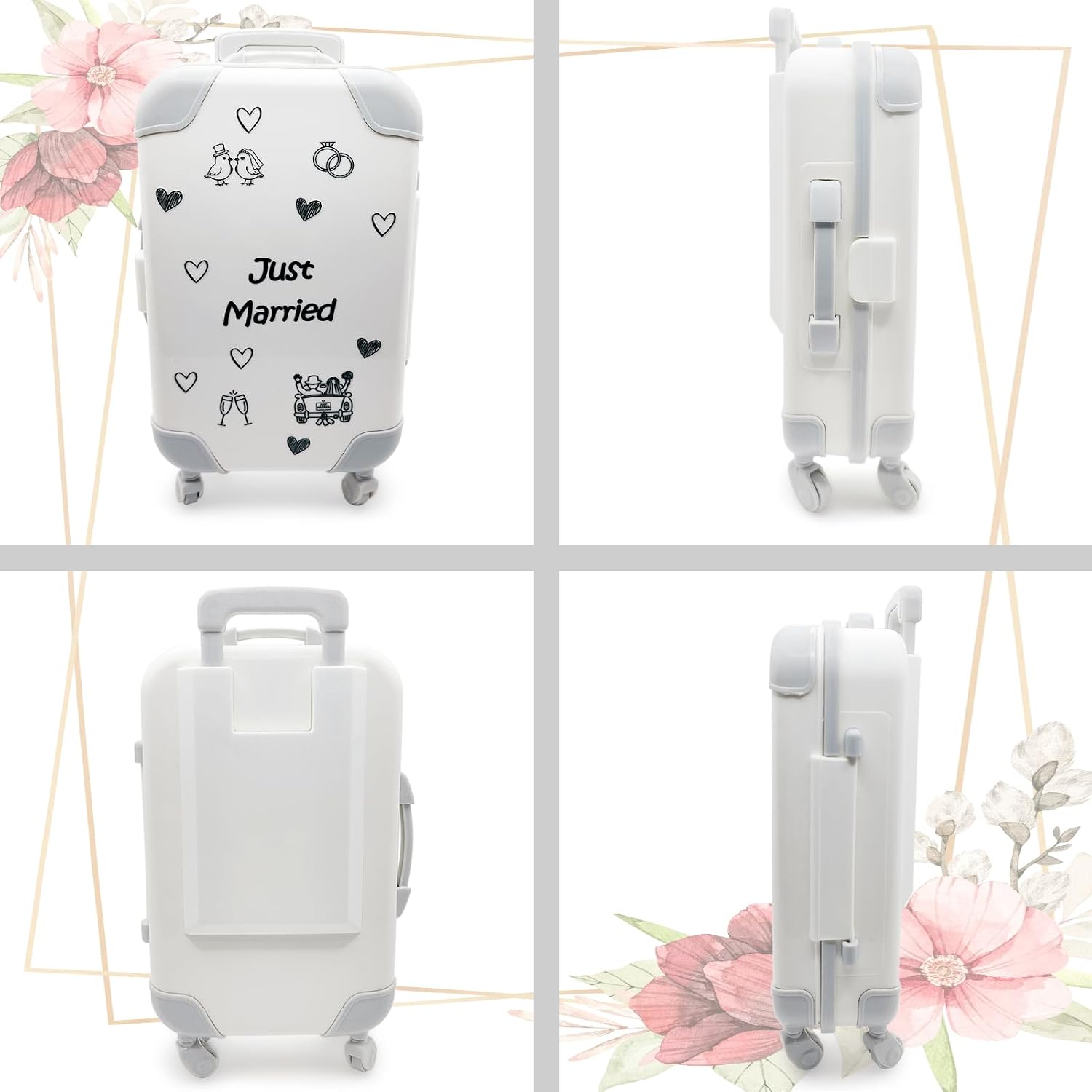 Dumeher Money Gift Wedding Trolley Suitcase Money Case "Just Married" Wedding Gifts for Bride and Groom Money Gifts Packaging with Gift Box and Money Wedding Card – Bild 3