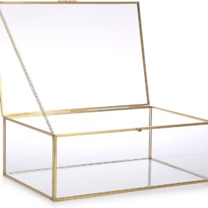 SUMTree Golden Vintage Glass Lid Box, Rectangle Jewellery Rings Bracelet Display Organiser Tempered Glass Jewellery Box Jewellery Box Jewellery Box Jewellery Box Jewellery Storage Box