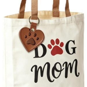 Dog Mom Jute Bag with Tag Gift for Dog Owners