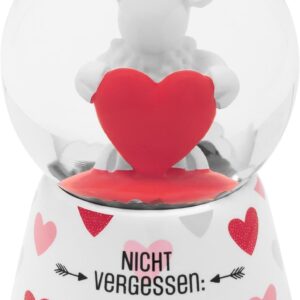 Sheepworld Dream globe with motif "Hab Dich lieb" snow globe made of glass and polyresin, height 6.5 cm, motif print on base, gift love, Valentine's Day, decorative item, 48522