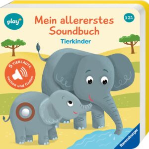 Ravensburger Play+ Mein allererstes Soundbuch: Tierkinder, Baby-Buch ab 1 Jahr, Sachen suchen und hören: Sachen suchen und hören