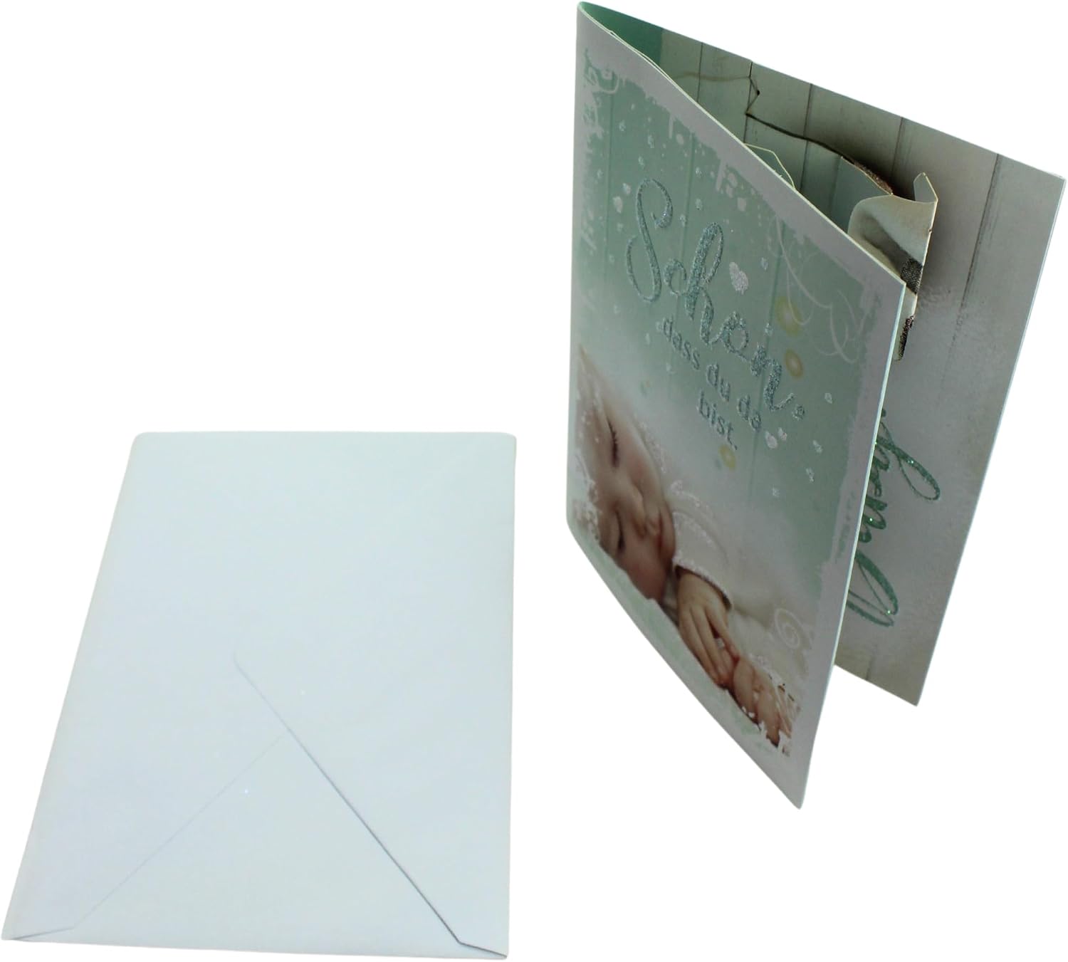 Kurt Eulzer Pop Up Card Birth Baby Greeting Card 3D Folding Card with Glitter Effect Envelope High-Quality Greeting Card for Boys Girls Parents Baby Happiness Gift Idea for Birth – Bild 5
