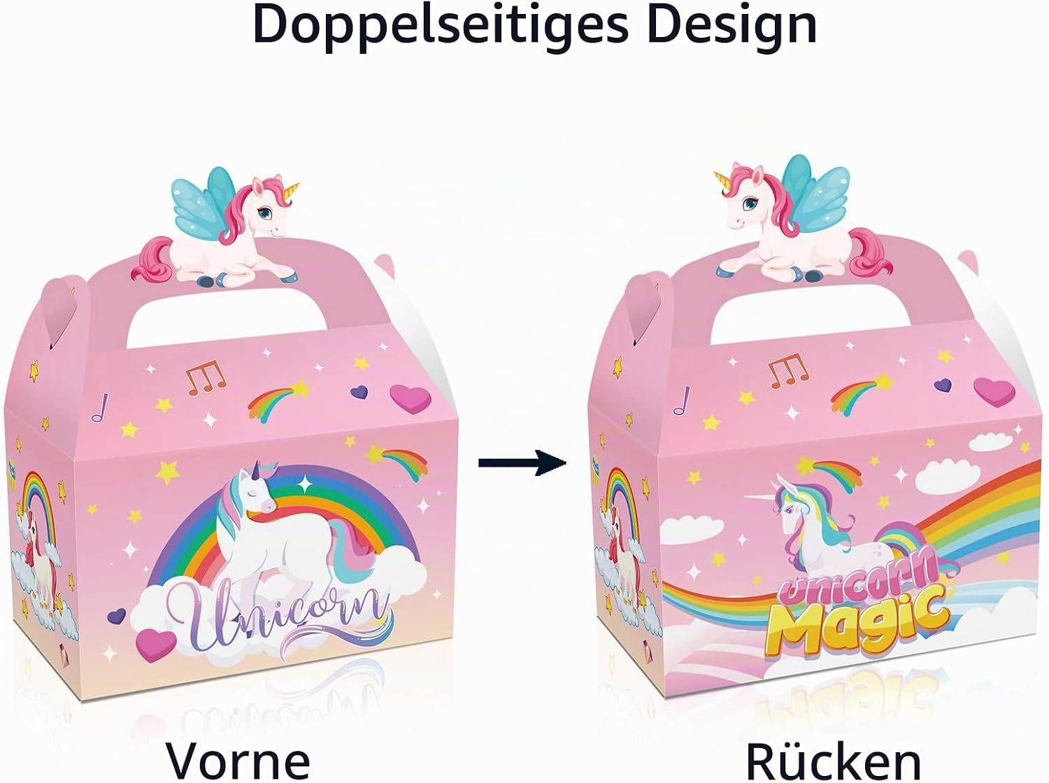 Pack of 12 Unicorn Gift Boxes Party Favour Rainbow Party Treat Theme Sweets Goodies Boxes for Children Birthday Baby Shower – Bild 6