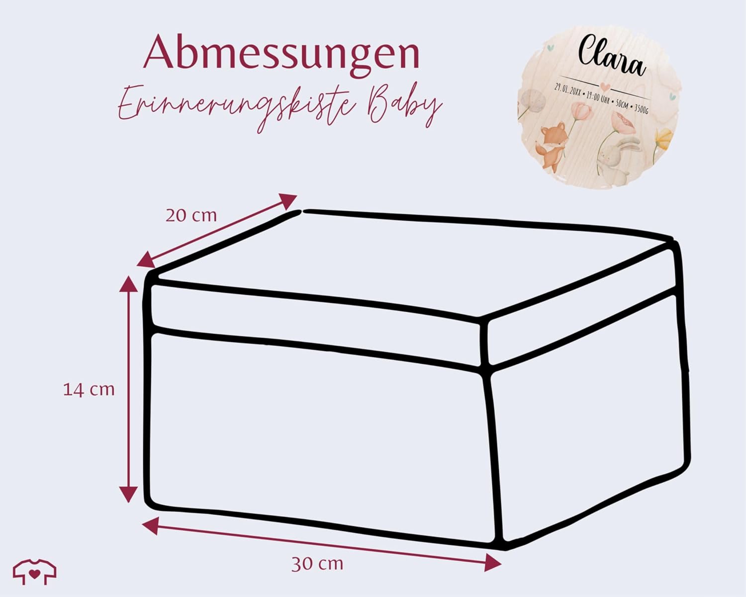 Shirtracer Keepsake Box Baby Personalised Forest Animals Weight Time – Bild 3