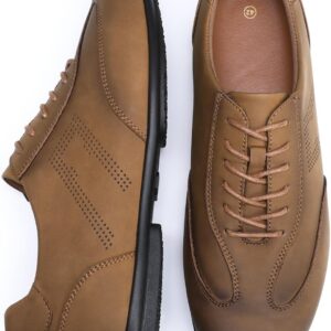 Mirroryou Men's Business Shoes, Breathable Leather Lace-Up Shoes, Lightweight Walking Shoes, Comfortable Casual Shoes