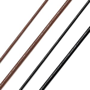 Richsteel Stainless Steel 2 mm / 3 mm Wide Versatile Unisex Leather Necklace with High Quality Name/Numbers/Engraving Black/Brown Genuine Leather with Screw Clasp