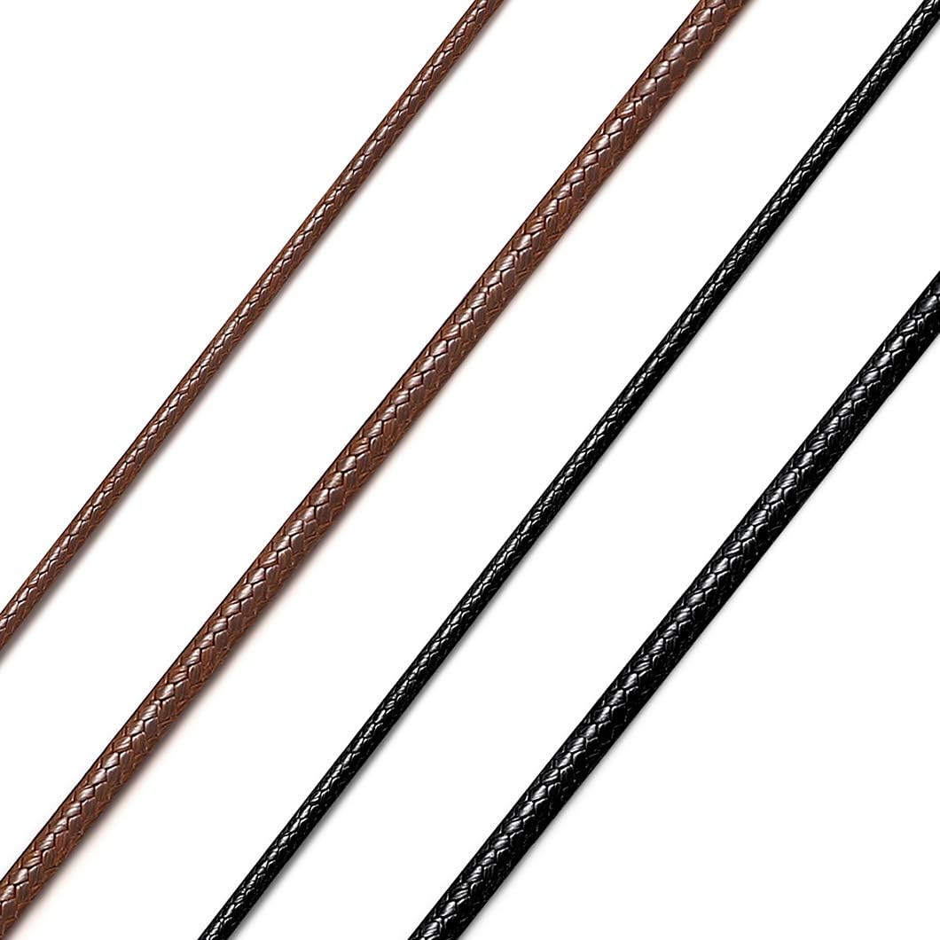 Richsteel Stainless Steel 2 mm / 3 mm Wide Versatile Unisex Leather Necklace with High Quality Name/Numbers/Engraving Black/Brown Genuine Leather with Screw Clasp