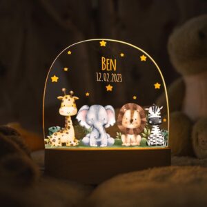GRAVURZEILE Baby Night Light Personalised with Name – LED Lamp for Children’s Room – Snooze Light for Babies with Name – Gift for Birth, Christening & Birthday – Bedside Lamp for Boys and Girls