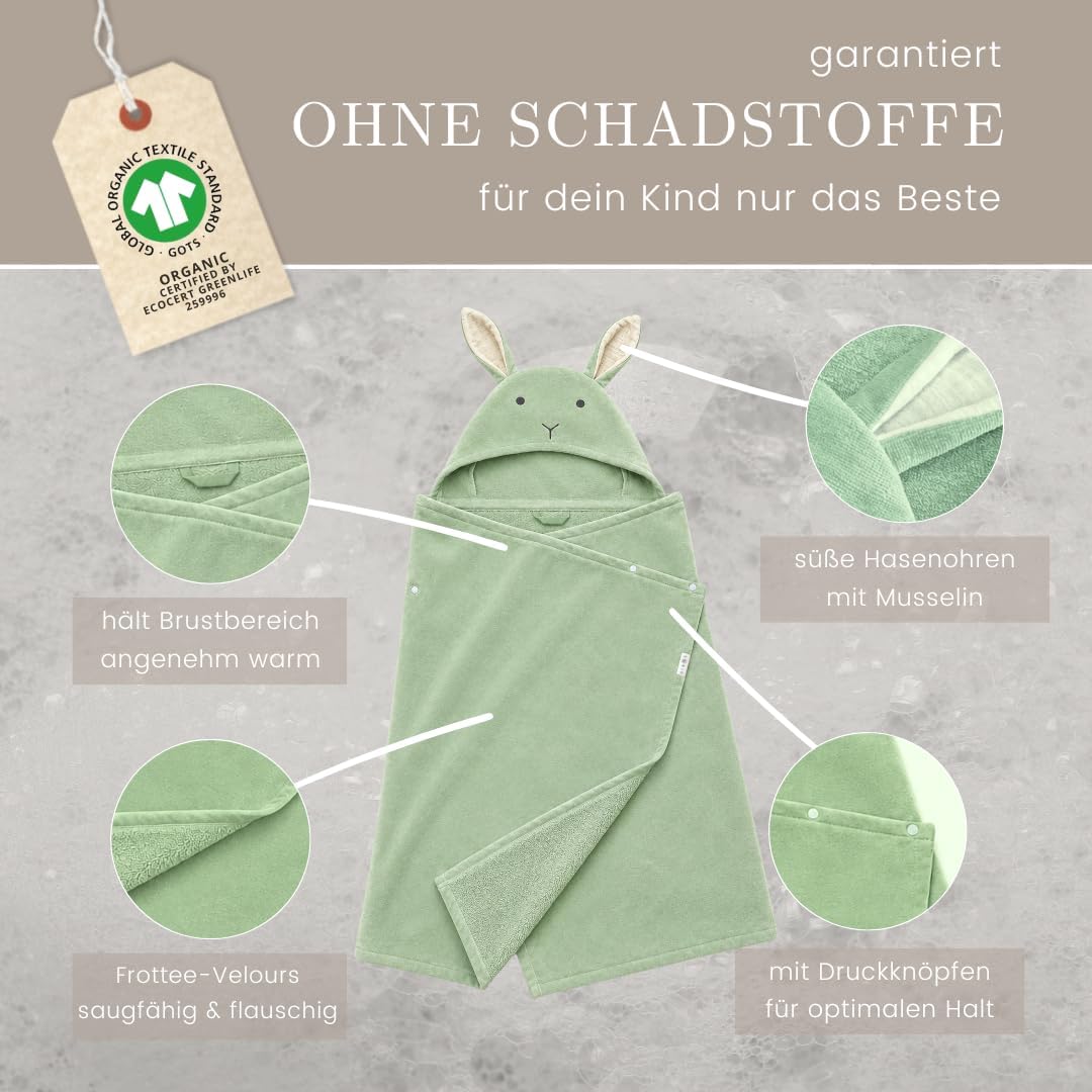 DIKOS Hooded Towel Baby 70 x 140 cm, Baby Towel, Bath Poncho – Bild 5