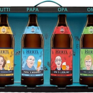 Hertl Beer Family Gift Set, Variety of Franconian Beers, 4 x 0.5 L Bottles, Cellar Beer, Light, Weissbier, Ideal for Tasting, Bavaria