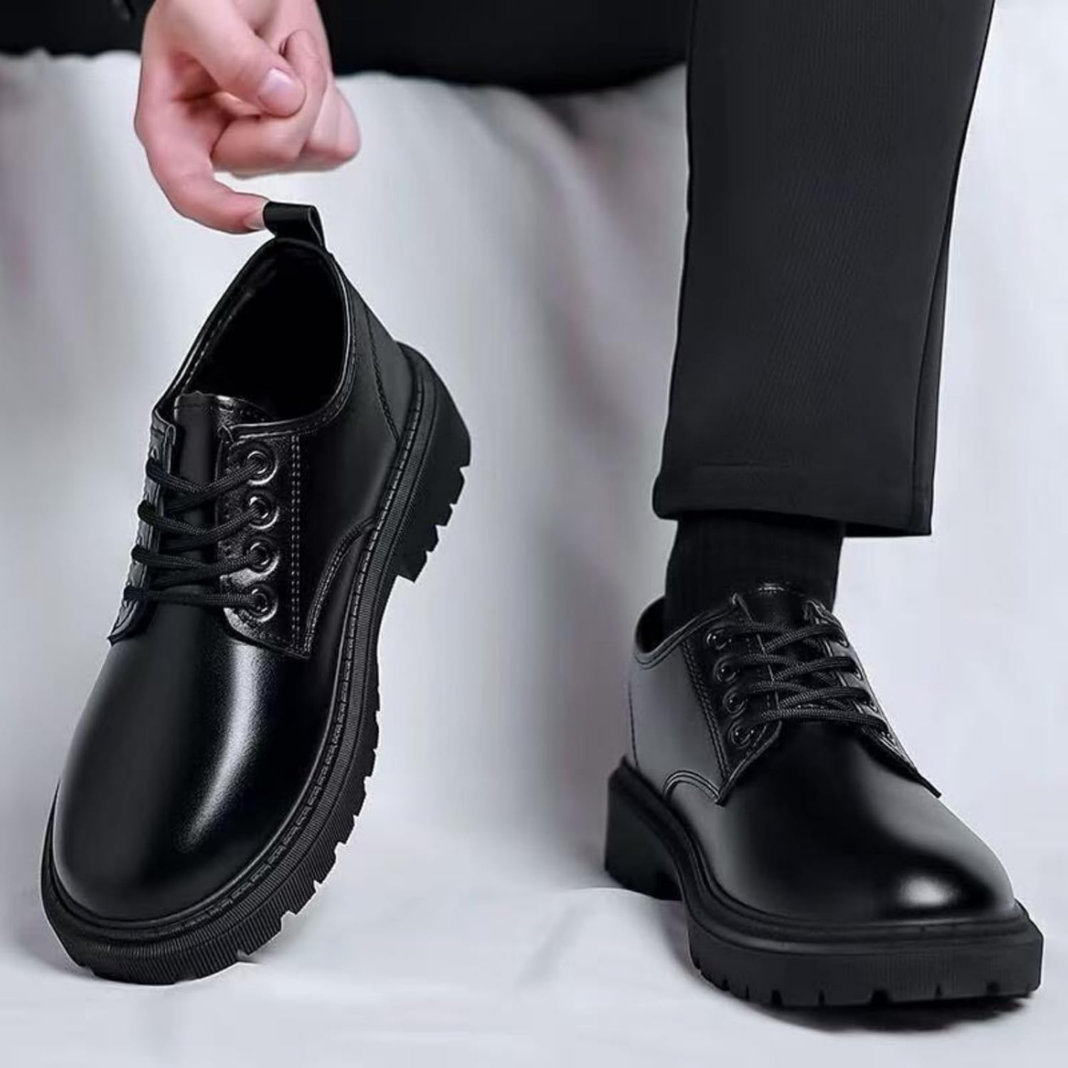 Hixingo Men's Suit Shoes 38-45 EU, Comfortable Suit Shoes, Men's Business Shoes, Oxford Elegant Derby Leather Shoes, Non-Slip Breathable for Wedding, Suit – Bild 3