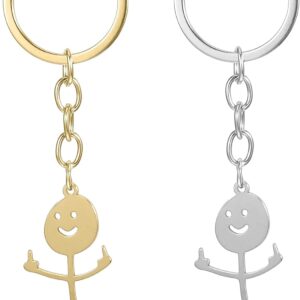 Ouligay Funny Gifts for Women Men Best Friend Partner Personalised Key Ring Middle Finger Gift Funny Stink Finger Small Gifts for Women Men Boyfriend Birthday