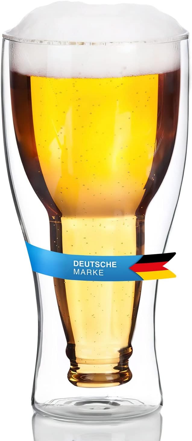 Dimono Double-Walled Beer Glass 0.33 L Inside Out Inverted Beer Bottle in Glass (2 Glasses) – Bild 6