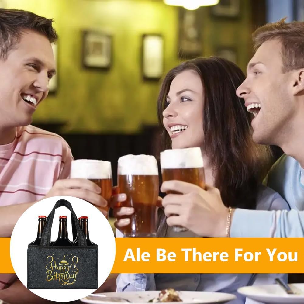 Senken Happy Birthday Men's Handbag Beer, Birthday Decoration, Beer Gifts for Men, Birthday Gift, Men's Gifts, Funny Gifts for Men, 6 Bottle Carriers – Bild 3