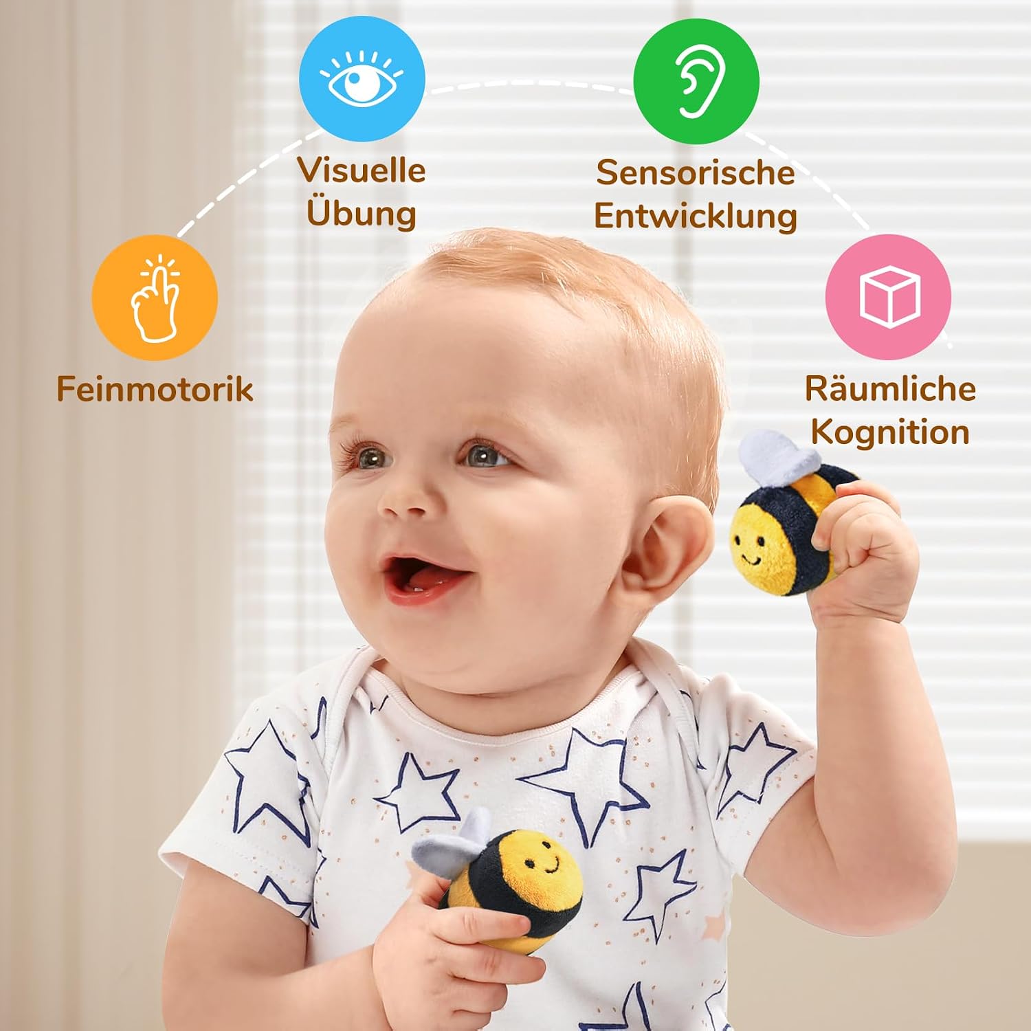 JoyCat Baby Toy 6-12 Months, Baby Beehive with 5 Bee Toys – Bild 5