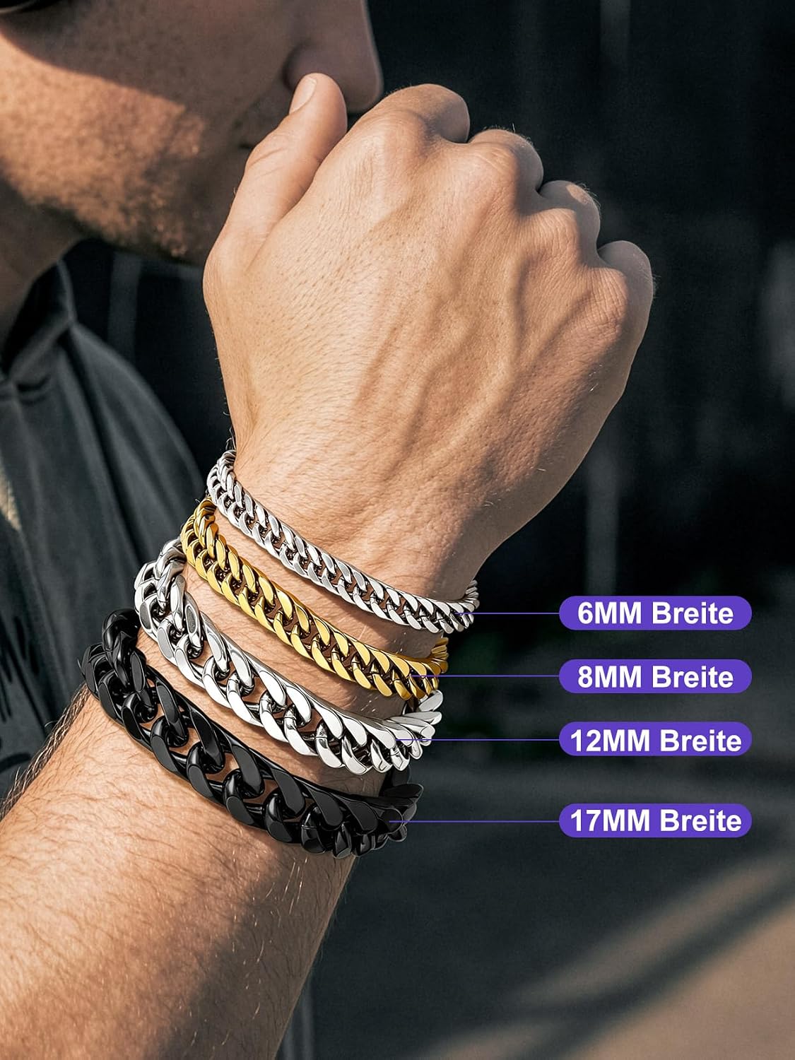 Richsteel Armband Herren Panzerkette Edelstahl Armbänder Herrenarmband – Bild 7