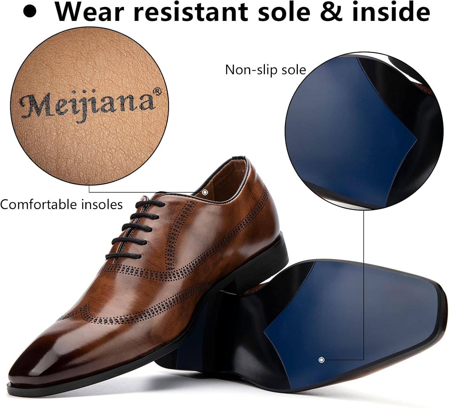 MEIJIANA Oxford Business Leather Shoes for Men Lace Up Formal Shoes Oxfords – Bild 4